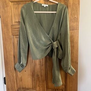 Elegant Olive Green Wrap Top
